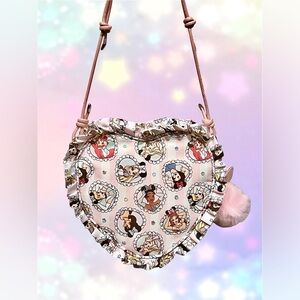 DISNEY PRINCESS BEDAZZLED HEART SHAPED SHOULDER/CROSSBODY BAG NWOT